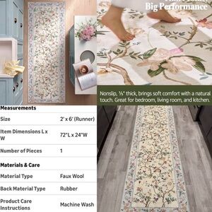 Floral Runner Rug 2’ x 6’